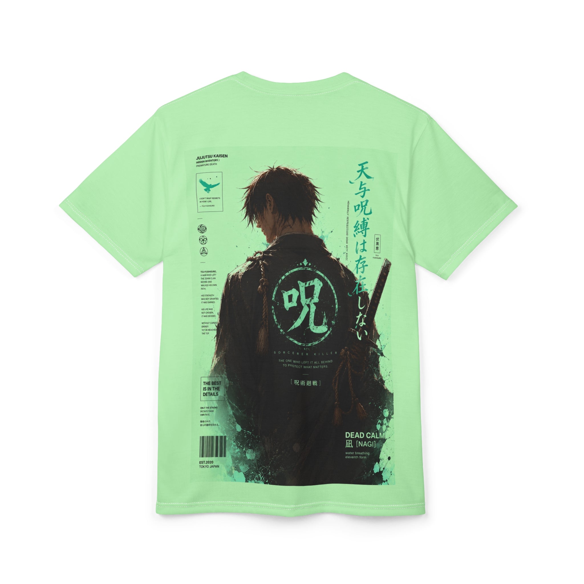 Anime Character Graphic Tee — "Toughest Hero" Vertical Text Design