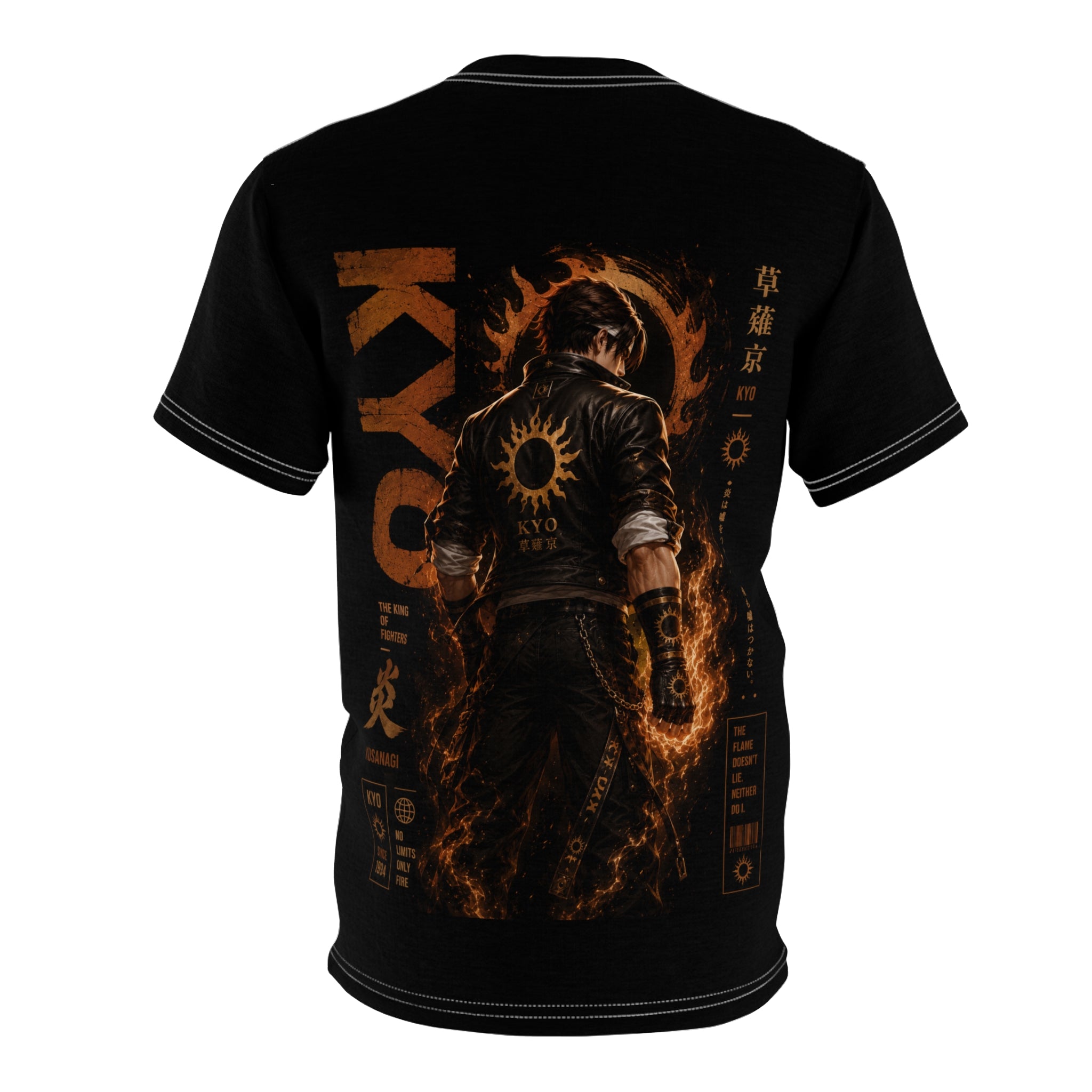 Kyo Kusanagi Flame Graphic Tee — Anime Fighting Game Shirt