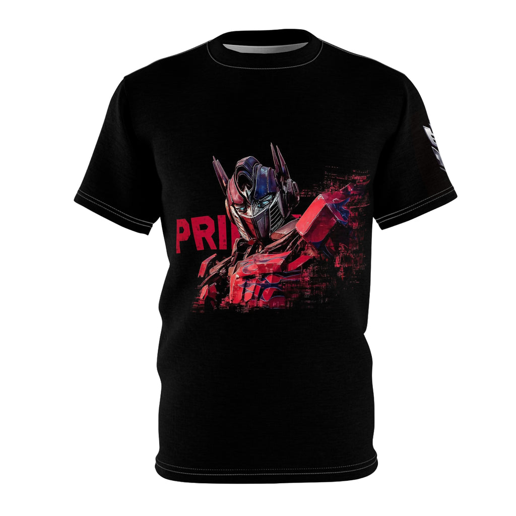 Optimus Prime Graphic Tee — Red Glitch Full-Print T-Shirt
