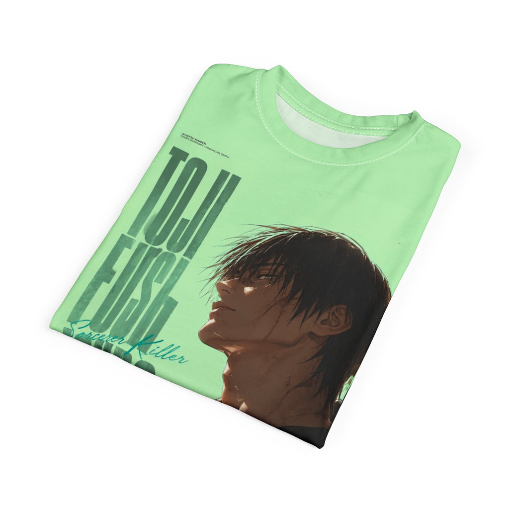 Anime Character Graphic Tee — "Toughest Hero" Vertical Text Design