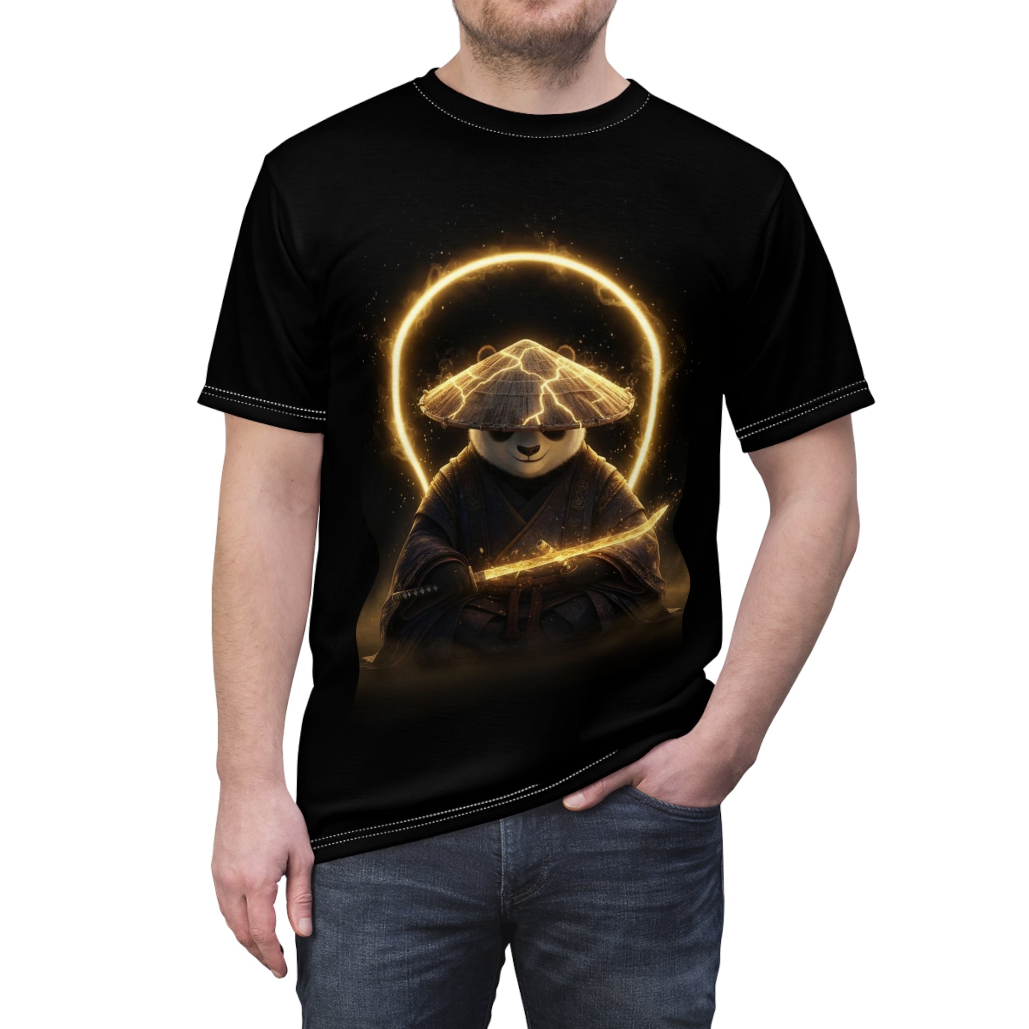 Samurai Panda Tee — Glowing Katana Zen T-Shirt