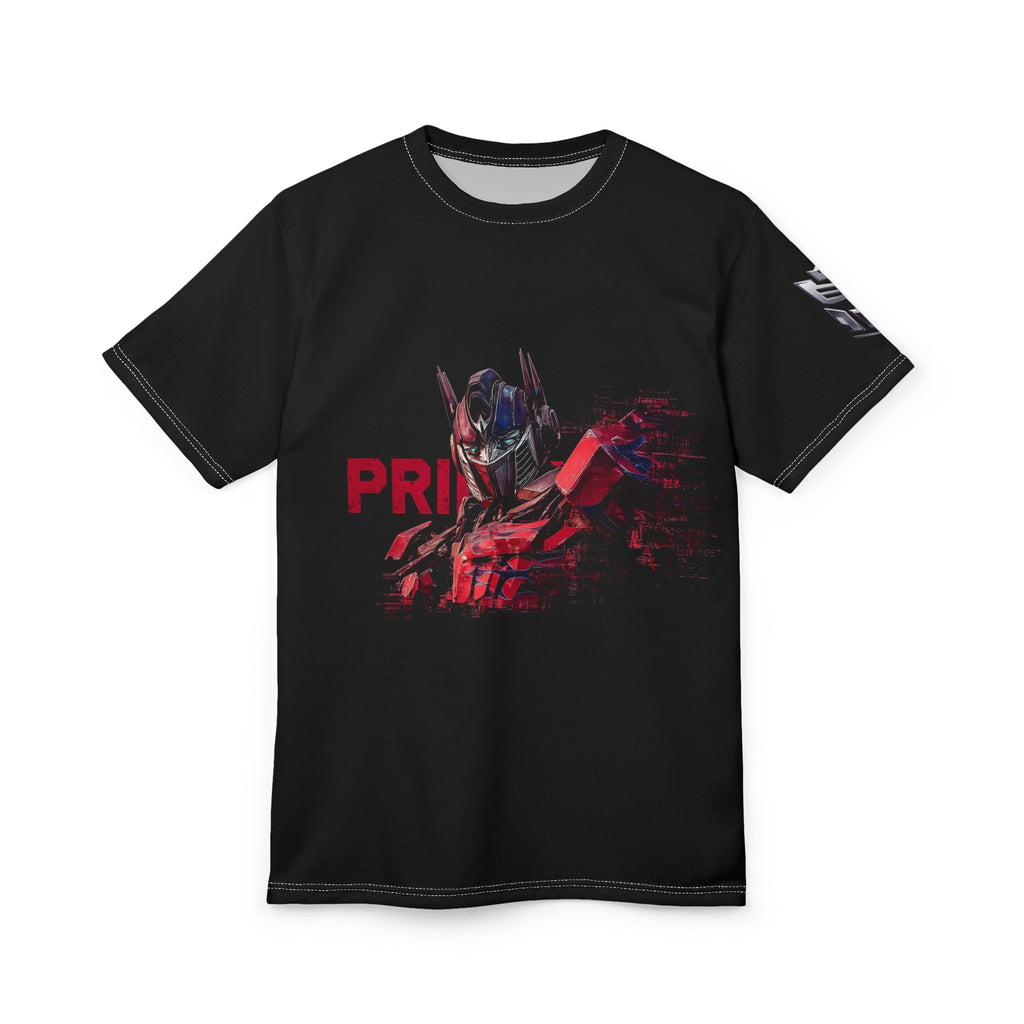 Optimus Prime Graphic Tee — Red Glitch Full-Print T-Shirt
