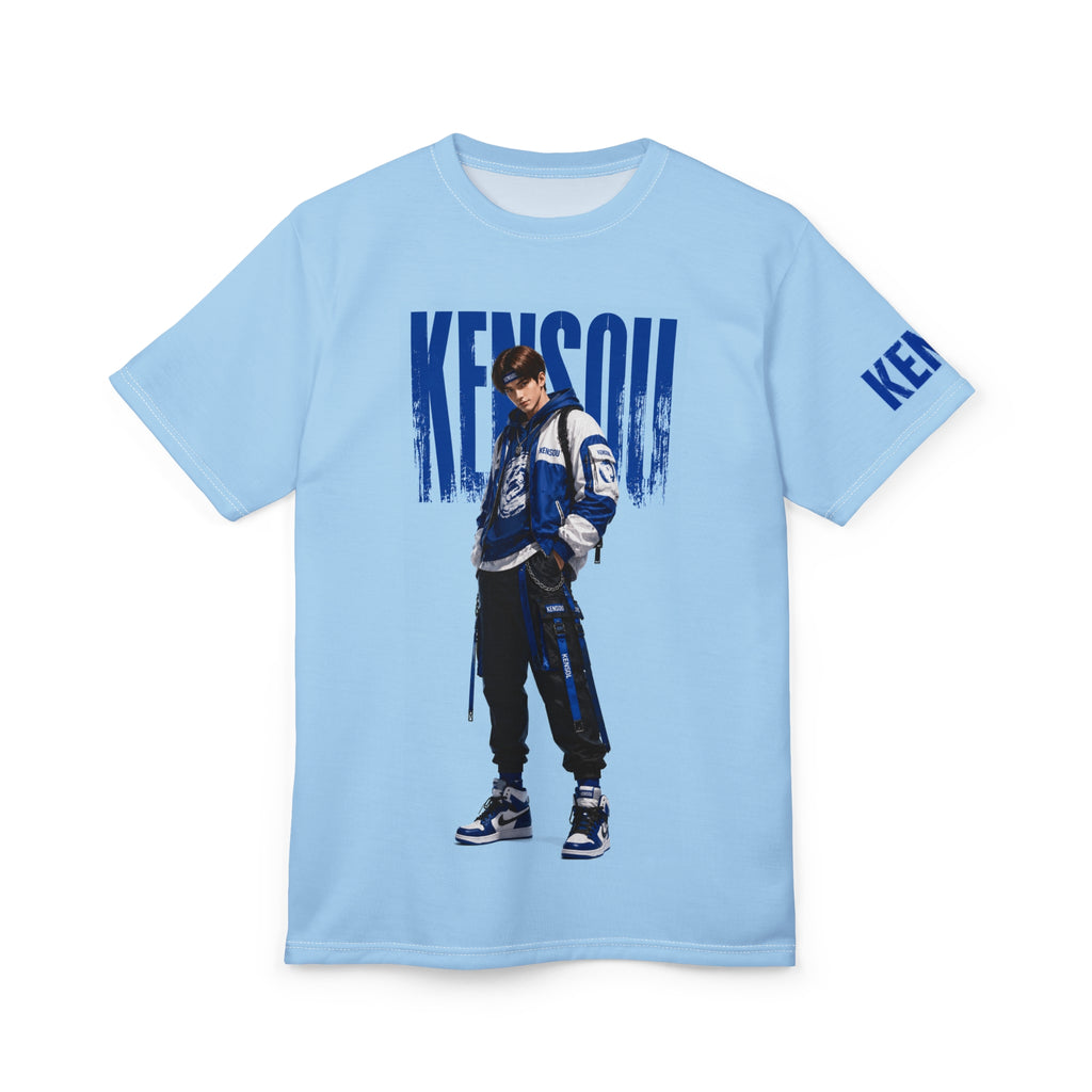 Kensou Streetwear Graphic Tee — Blue Varsity Urban Style