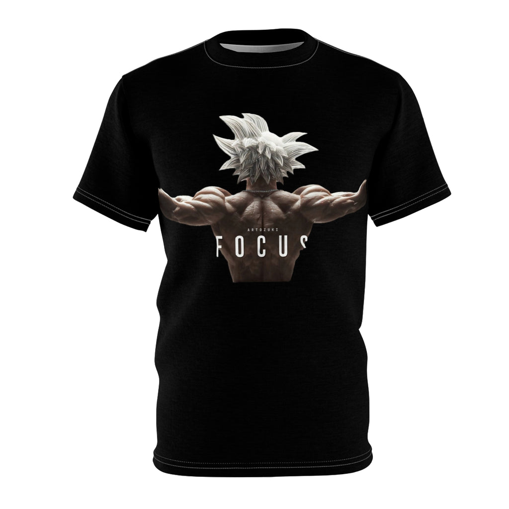 Focus Back Muscles Tee — Motivational Anime-Inspired Workout Shirt