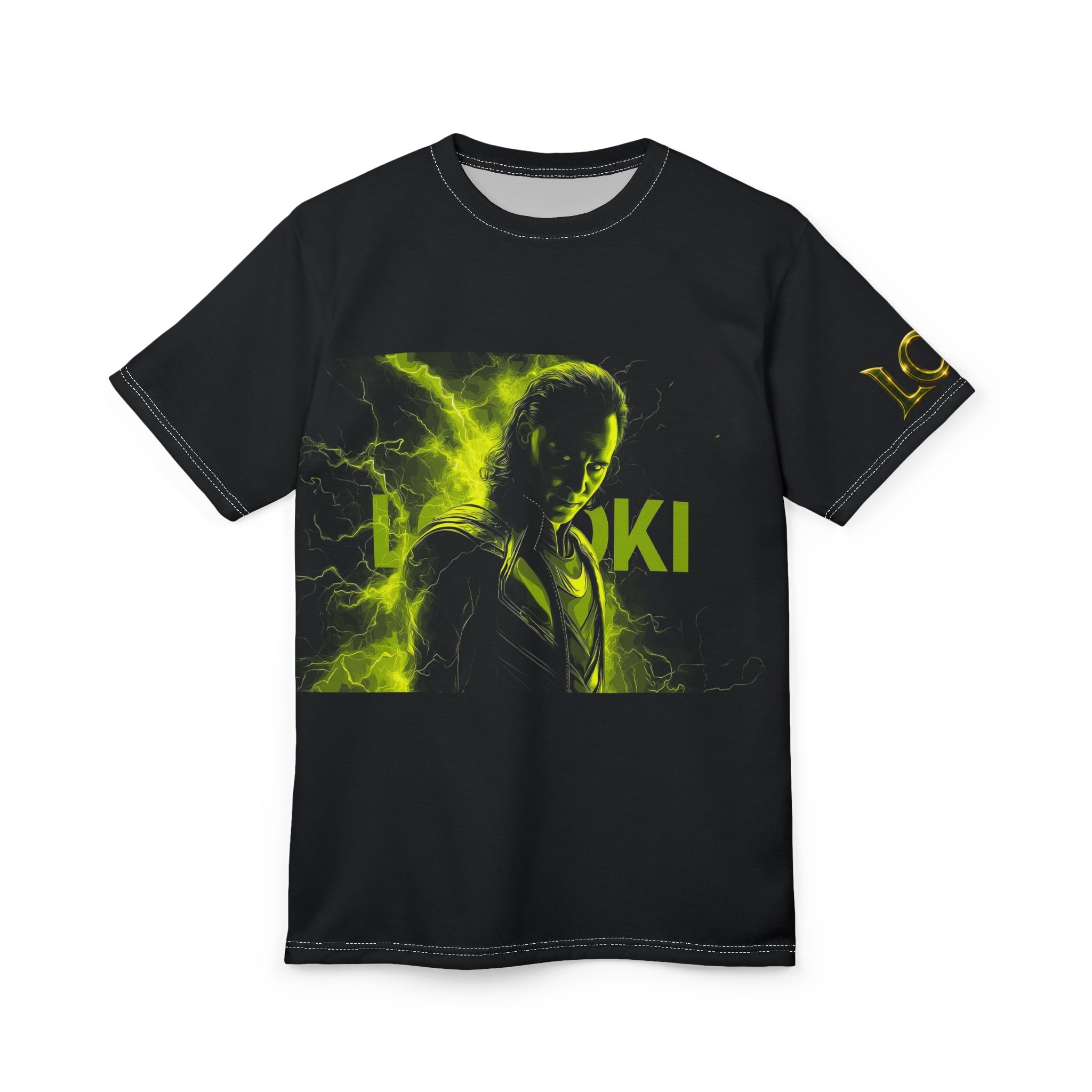 Graphic Tee — Neon Green Mythic Trickster Design