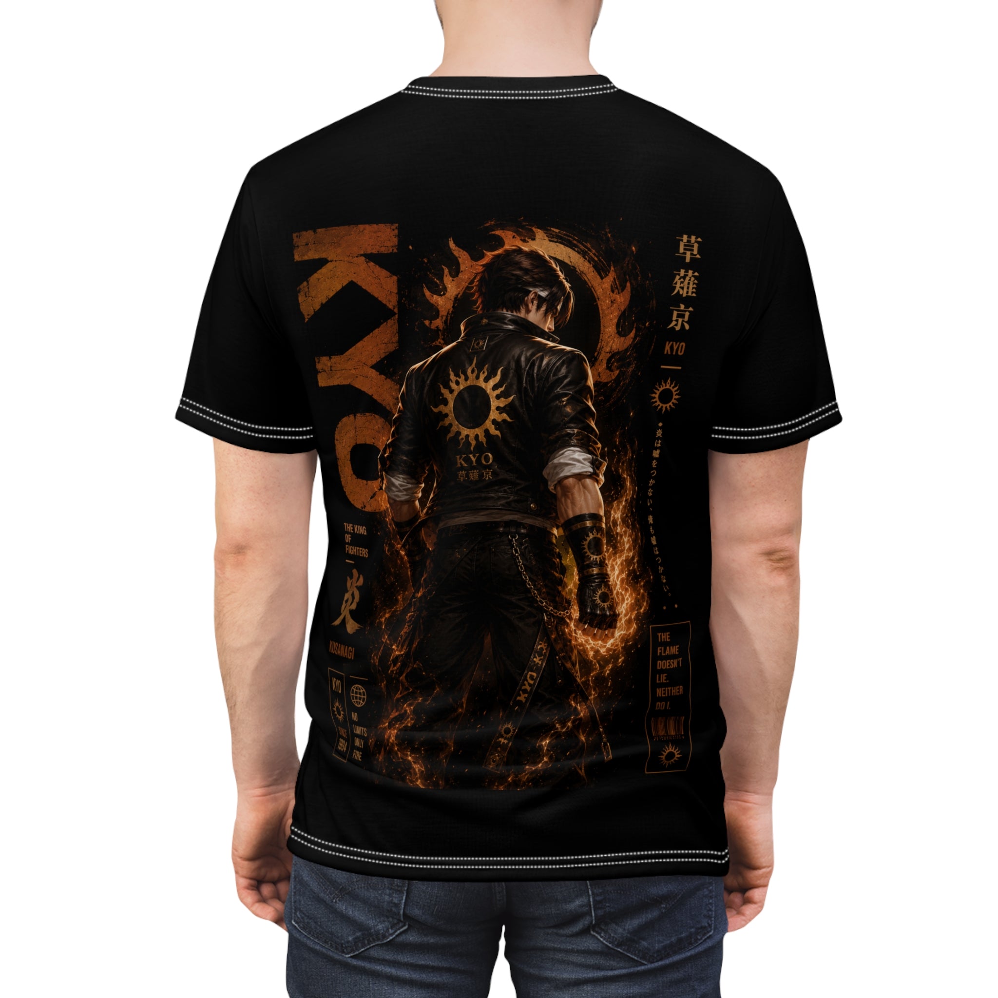 Kyo Kusanagi Flame Graphic Tee — Anime Fighting Game Shirt