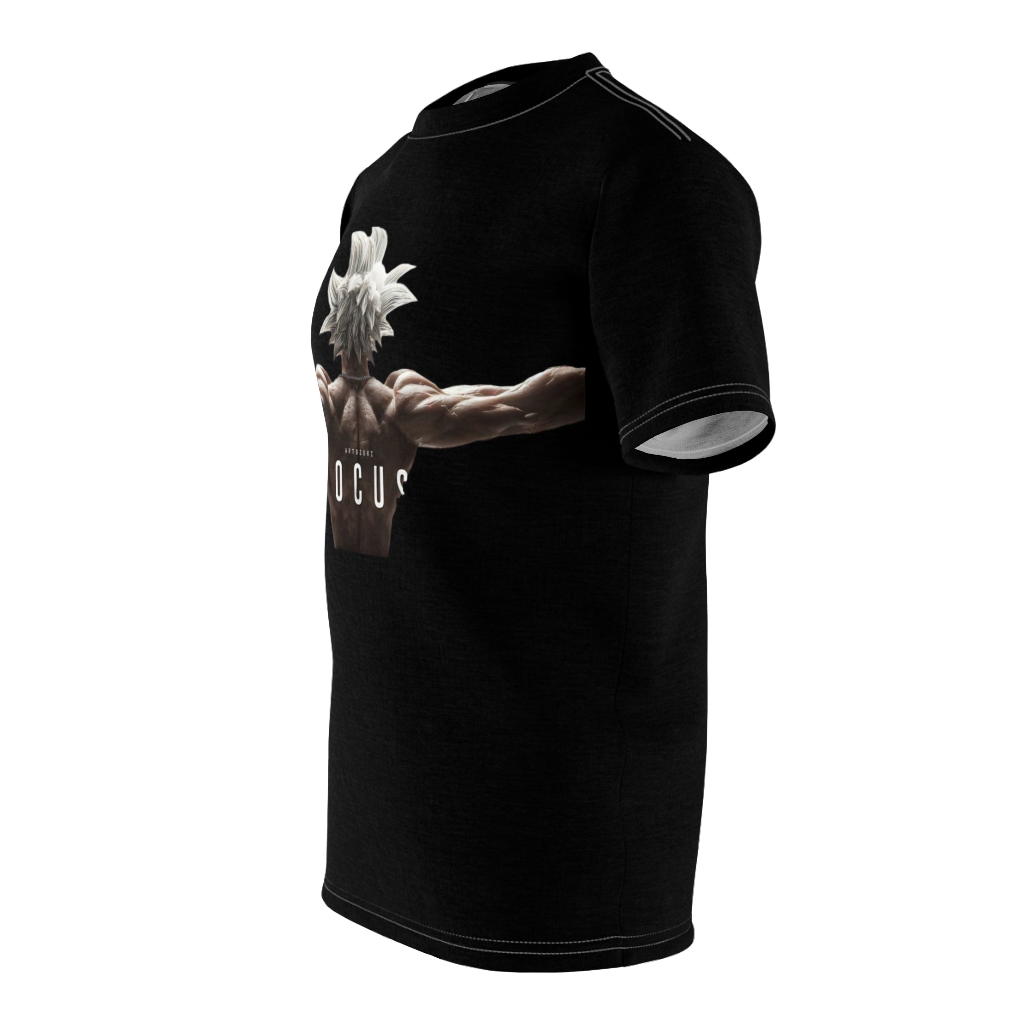 Focus Back Muscles Tee — Motivational Anime-Inspired Workout Shirt