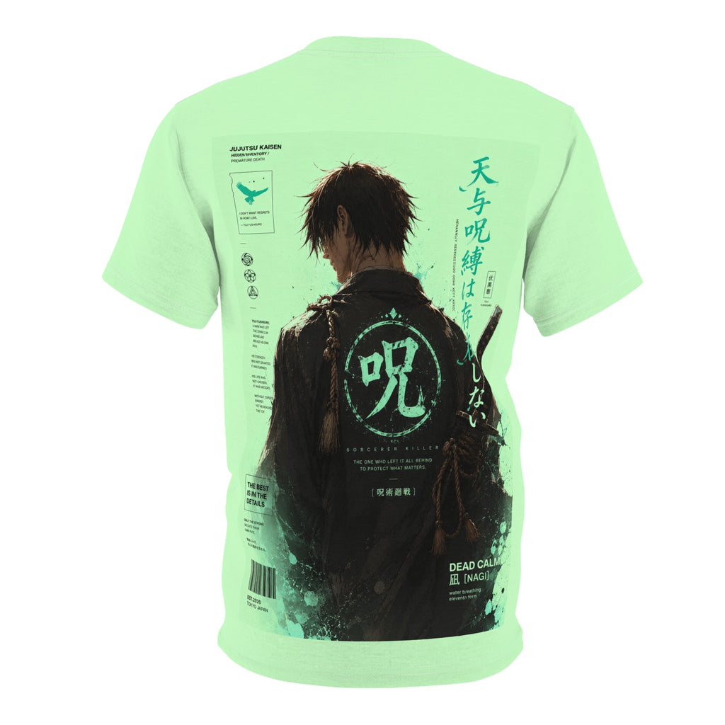 Anime Character Graphic Tee — "Toughest Hero" Vertical Text Design