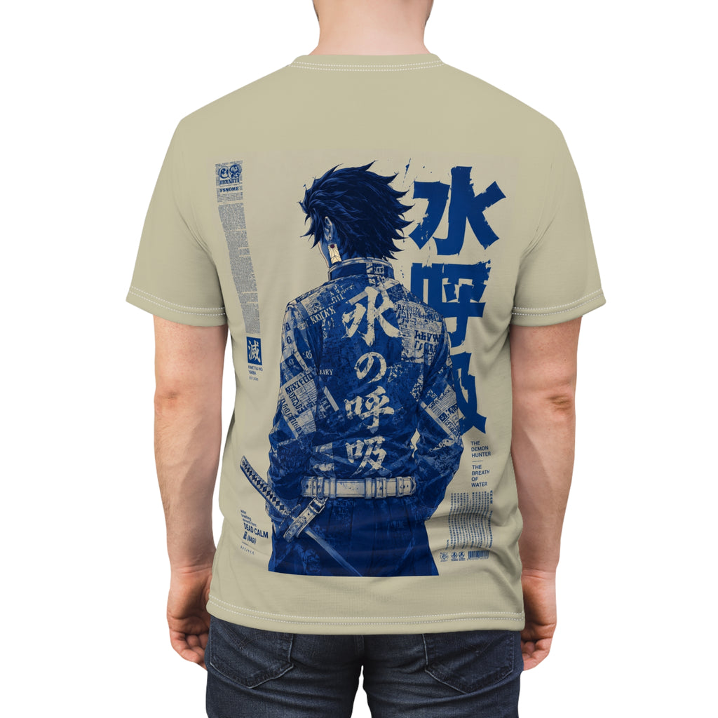 Samurai Urban Tee — Blue Vintage Japanese Warrior Graphic