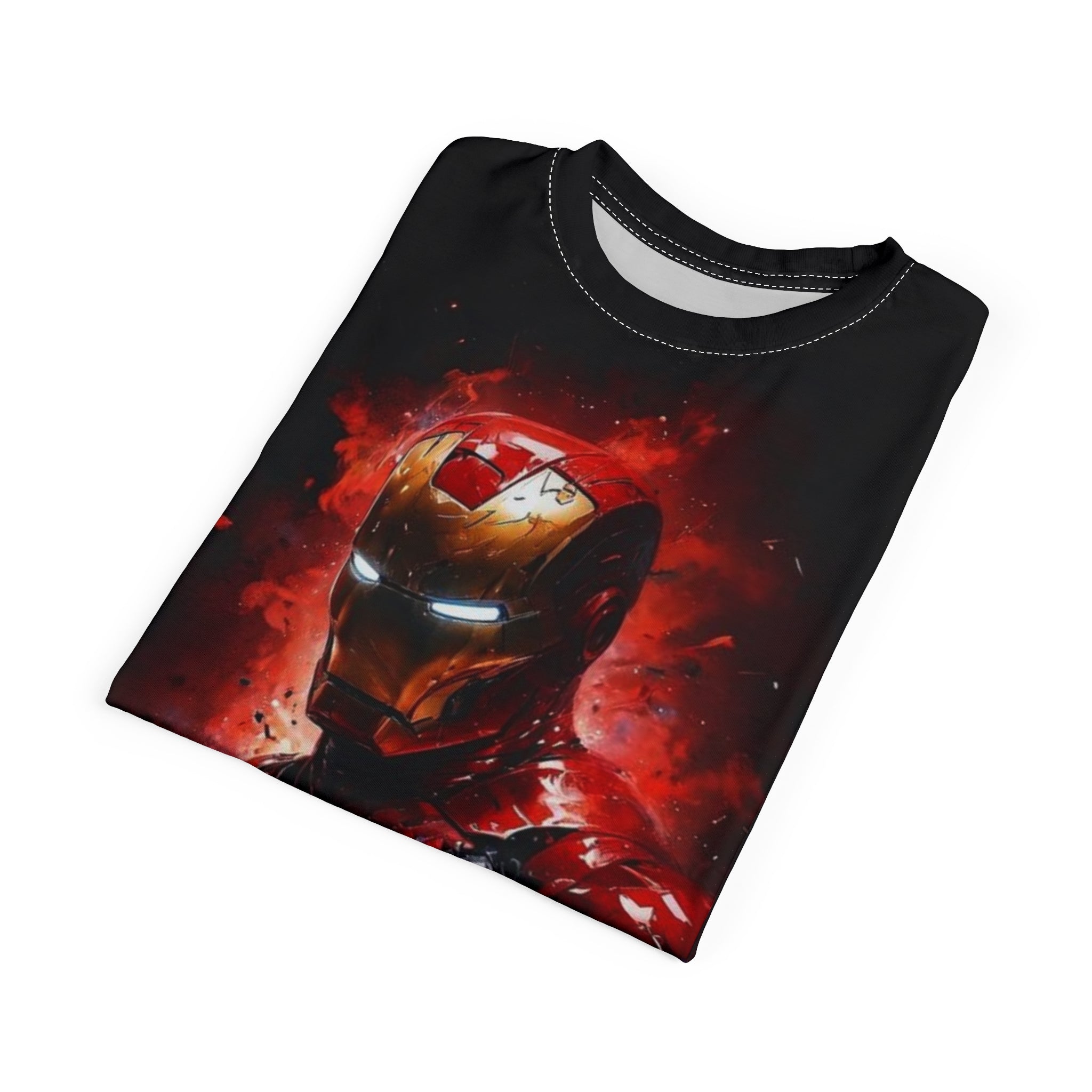 Iron Man Graphic Tee — Red Arc Reactor All-Over Print