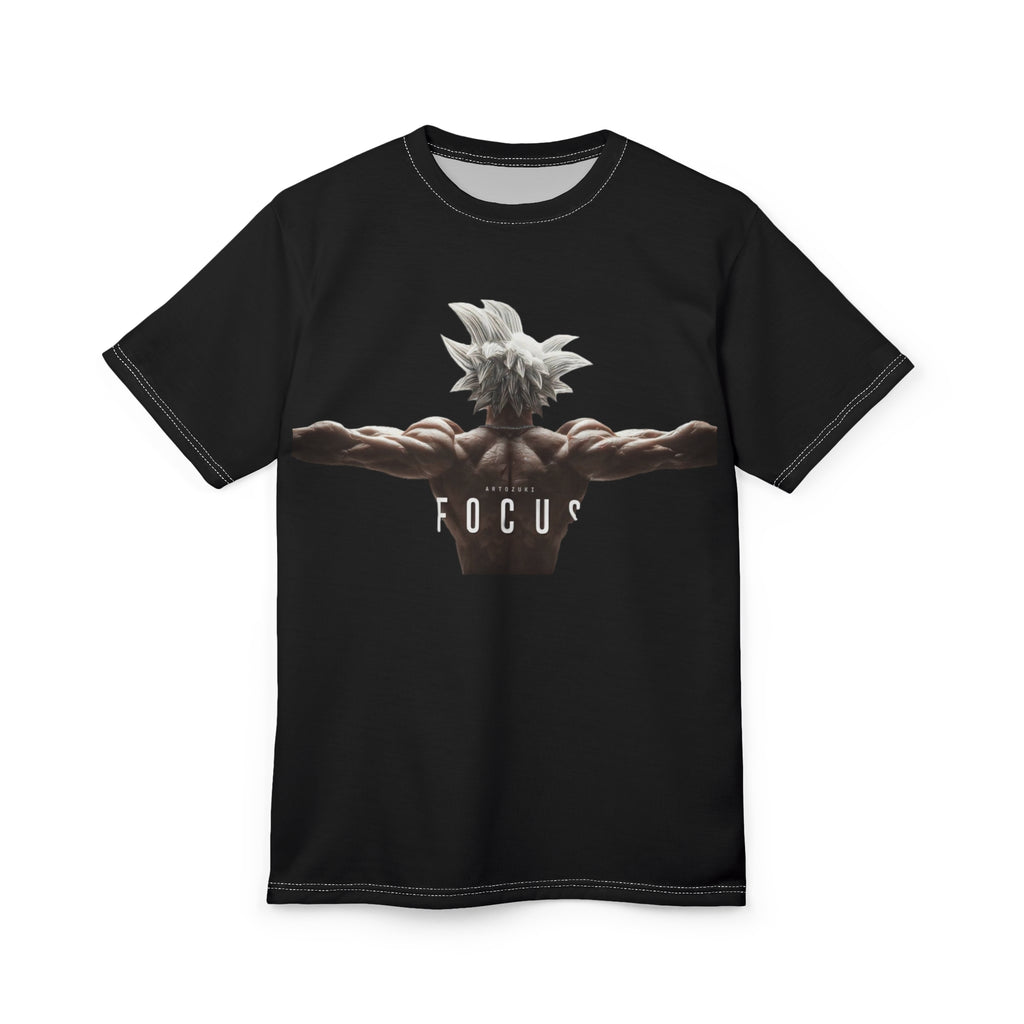 Focus Back Muscles Tee — Motivational Anime-Inspired Workout Shirt
