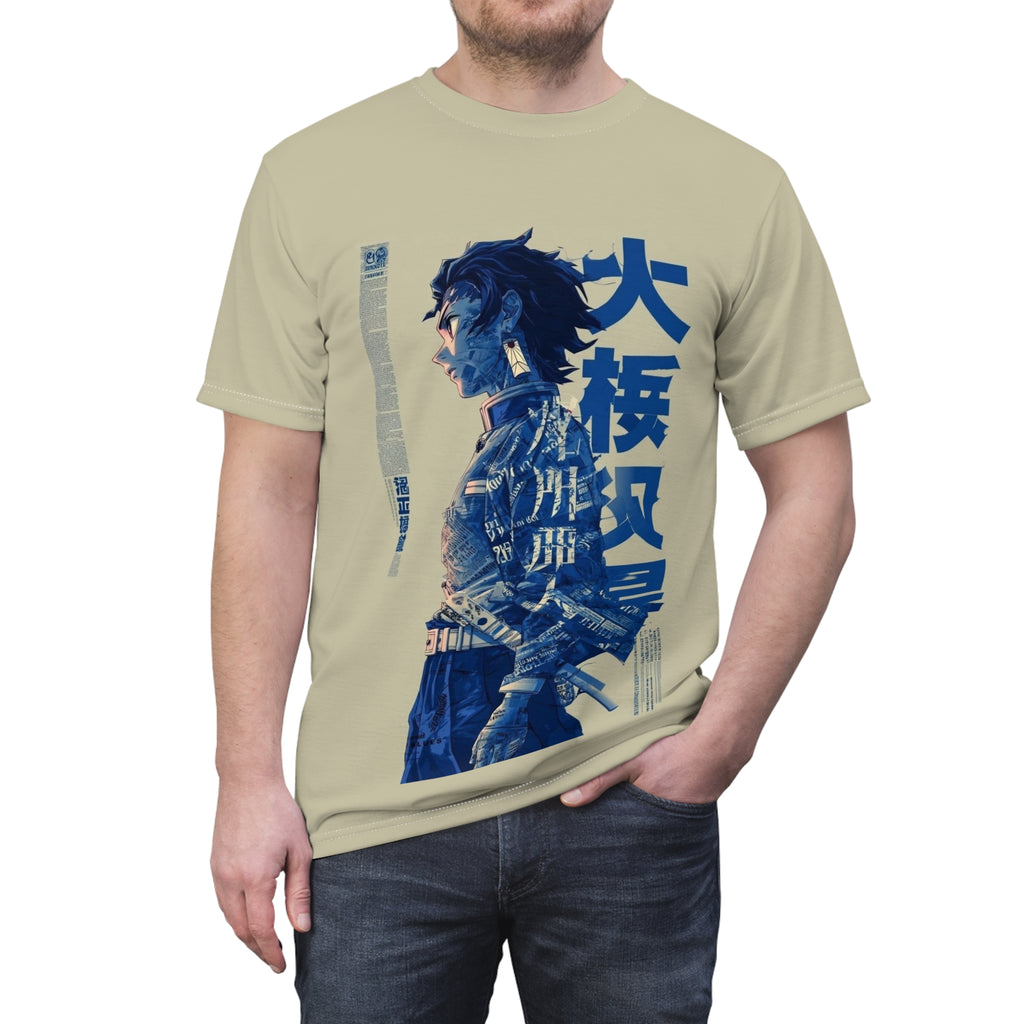 Samurai Urban Tee — Blue Vintage Japanese Warrior Graphic